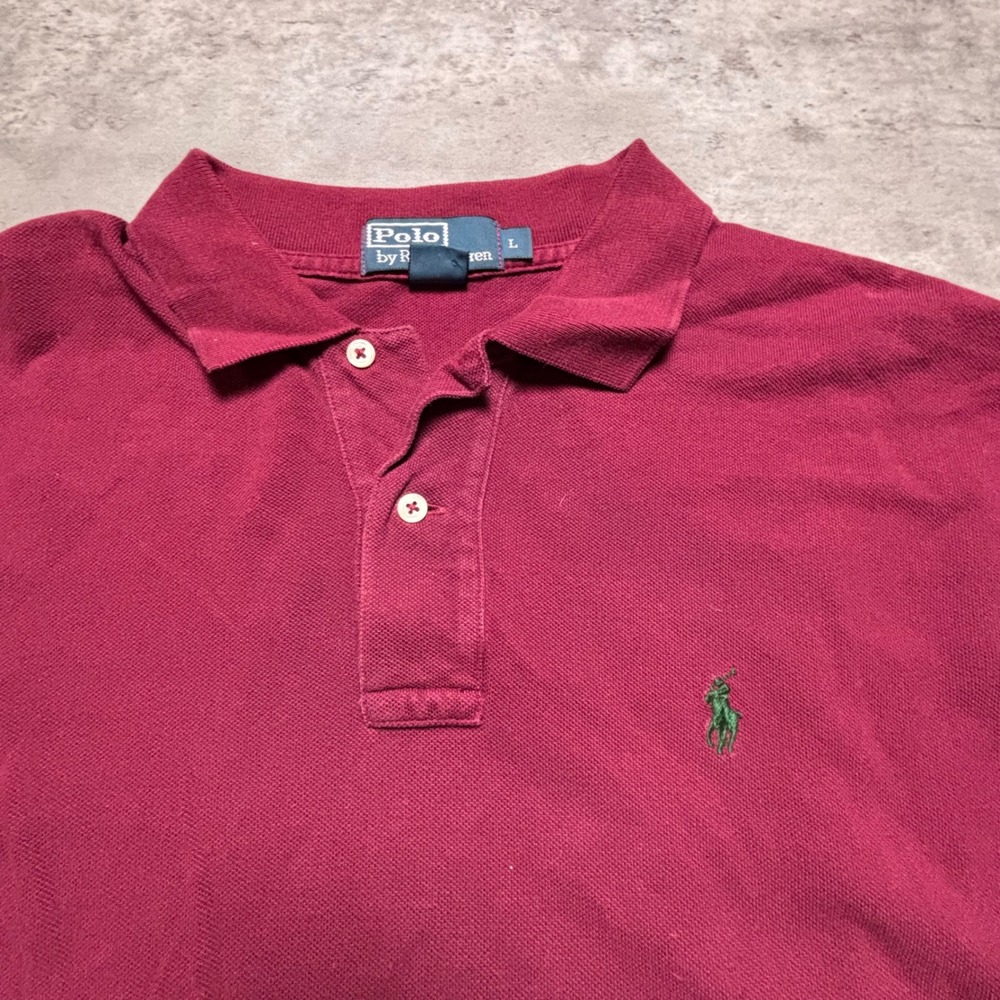 Polo Ralph Lauren Polo Shirt Large Burgundy Short Sleeve Pique Pony Logo